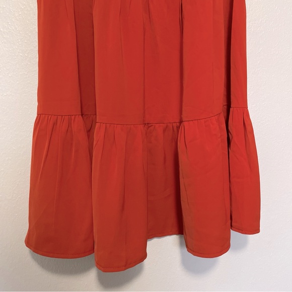 NWT ANATOKY SUMMER DRESS SMALL WITH FLUTTER SLEEVES AND TIERED BRICK RED - Picture 6 of 7